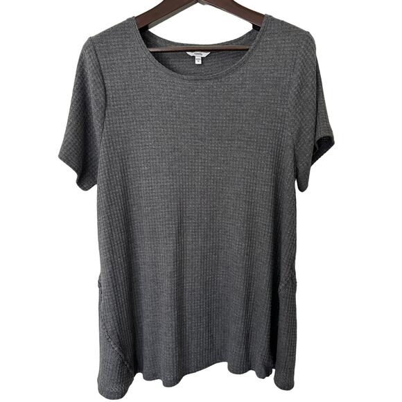 Sonoma Women's Gray Thermal Waffle‎ Knit Short Sleeve Shirt Size 1X NWT - Picture 1 of 5